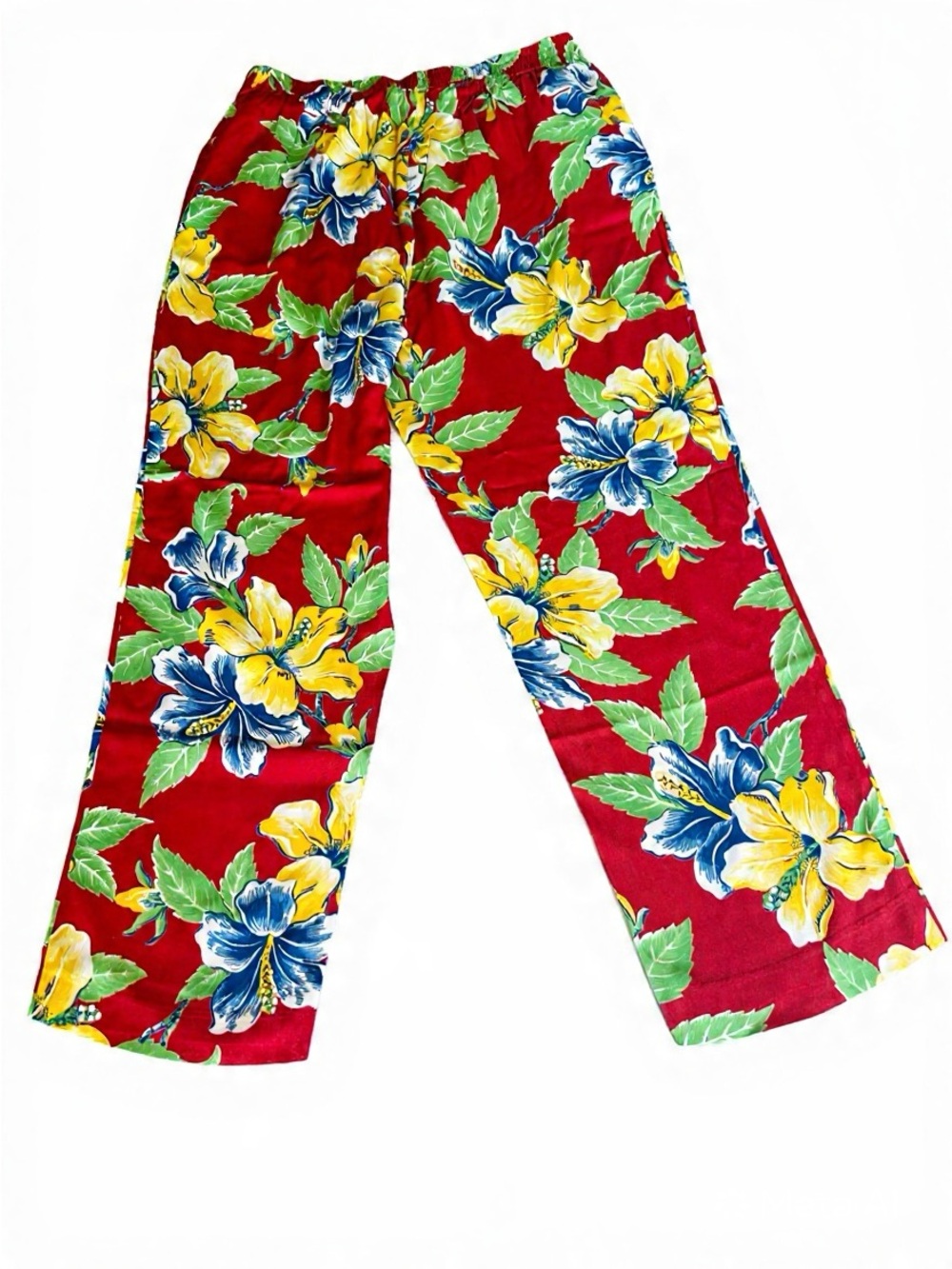 Polo Ralph Lauren Red Tropical Hibiscus Wide Leg Pants Size 12